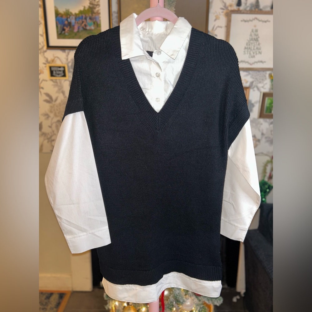 NWT Black V-Neck Sweater Dress